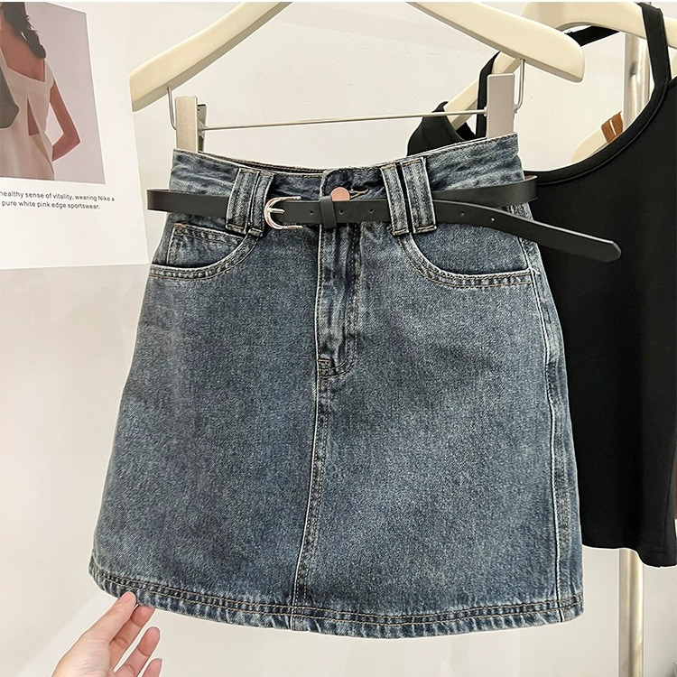 美式復古A字高腰顯瘦包臀牛仔半身短裙