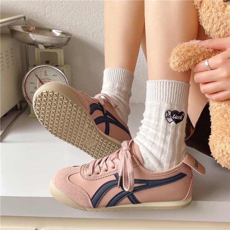 透氣復古休閒百搭拼色板鞋運動德訓鞋阿甘鞋-HaloBless