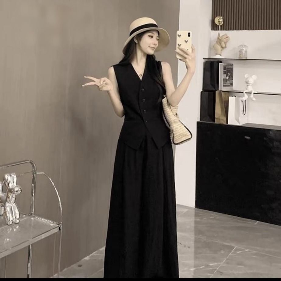 【單件/套裝】法式氣質高級感時尚馬甲+休閑闊腿褲兩件套裝