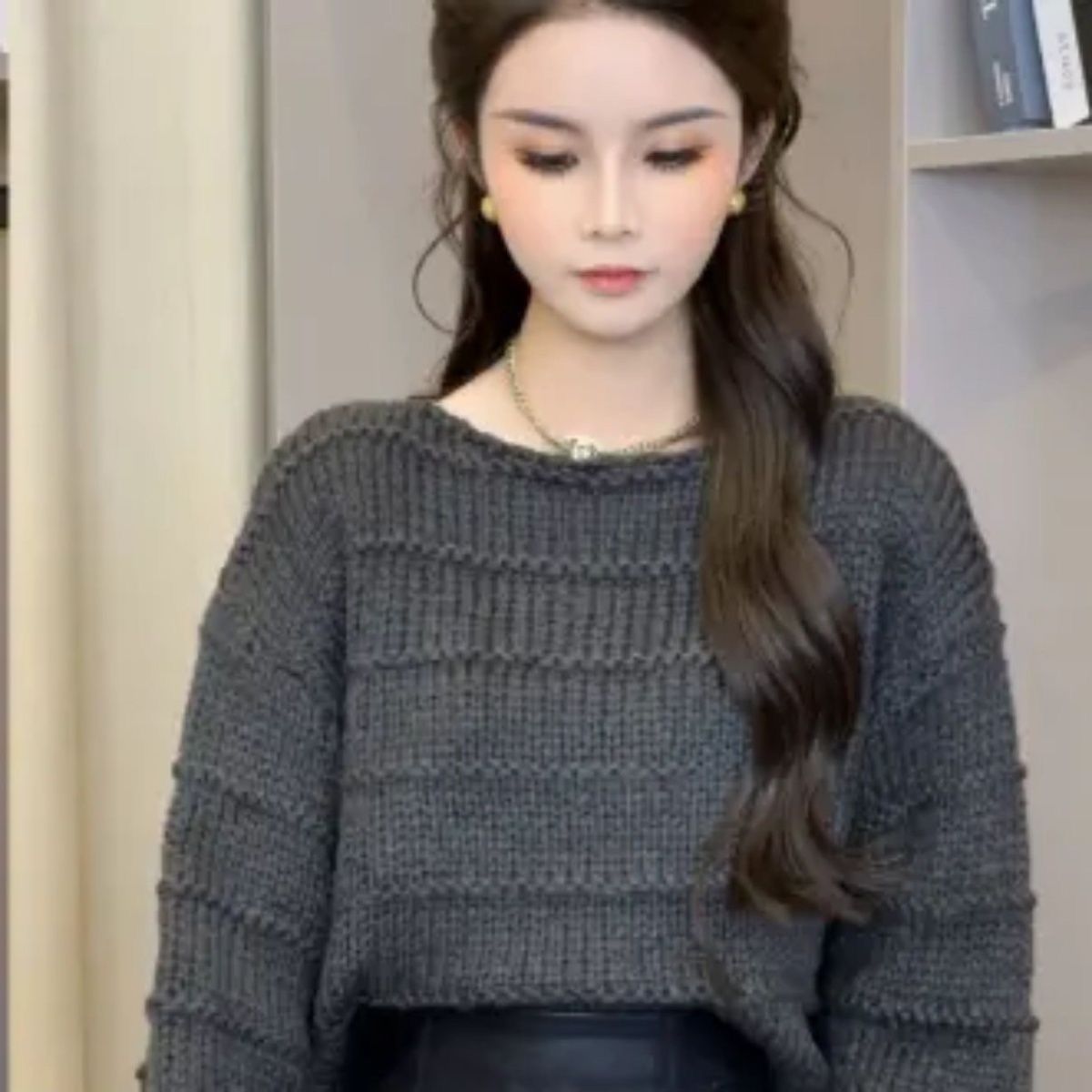 韓版慵懶風甜美潮流套頭寬鬆毛衣針織衫