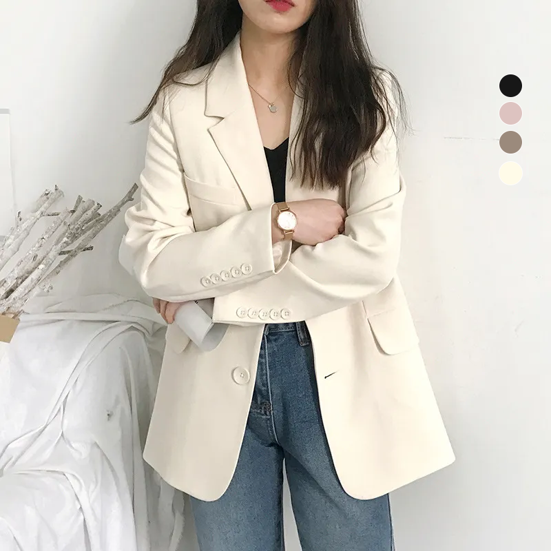 韓版休閒寬鬆英倫風小西裝外套-HaloBless