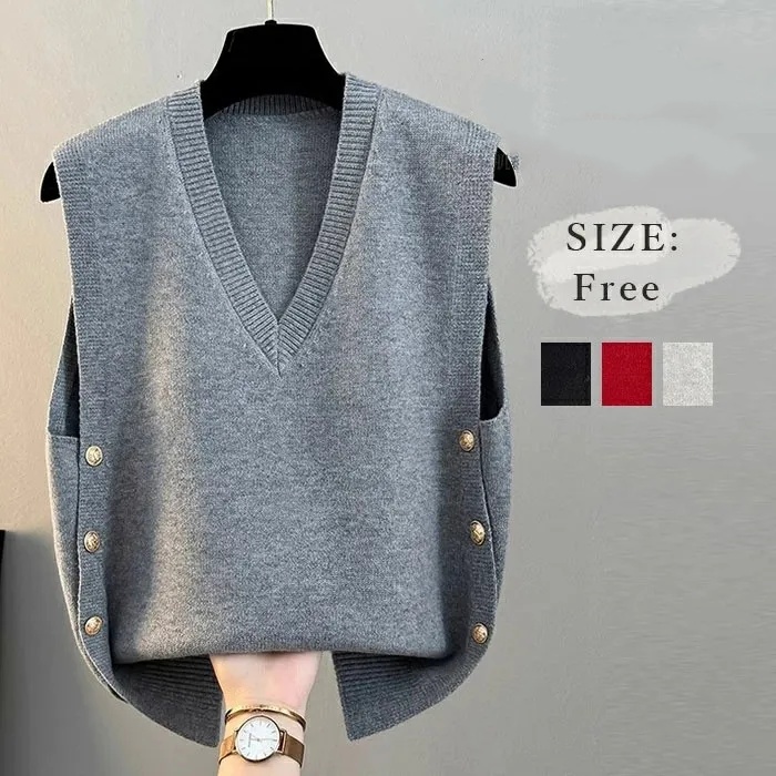 日韓針織背心寬鬆休閒百搭疊穿坎肩馬甲