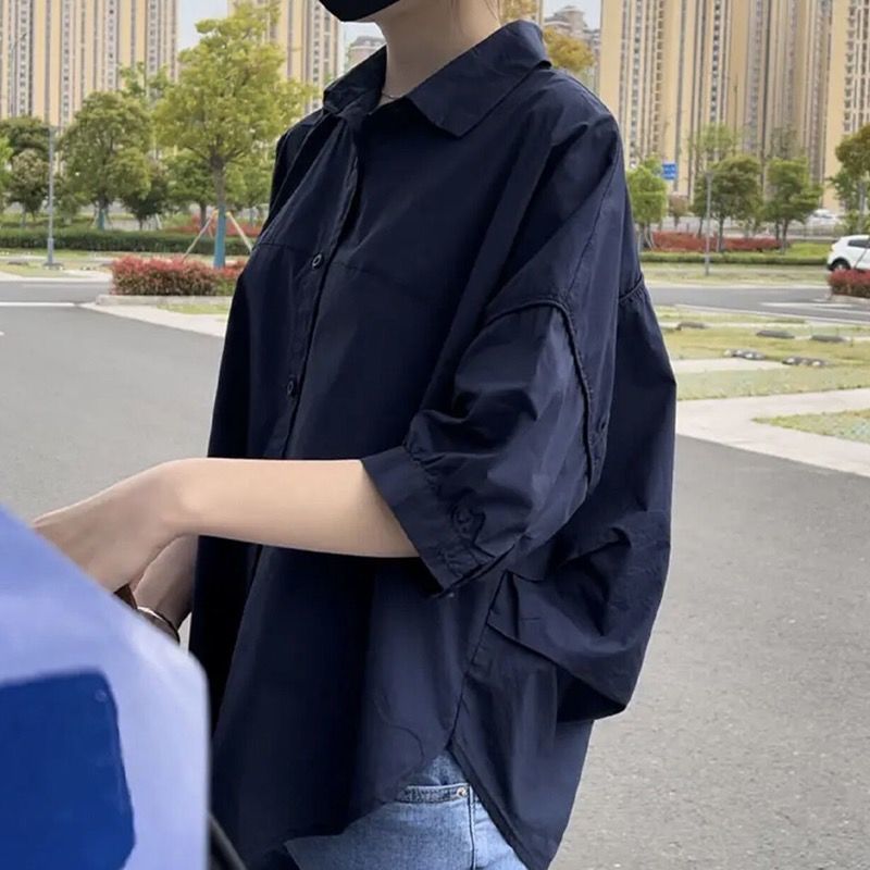 Chic後背鏤空法式設計感褶皺短袖襯衫-HaloBless