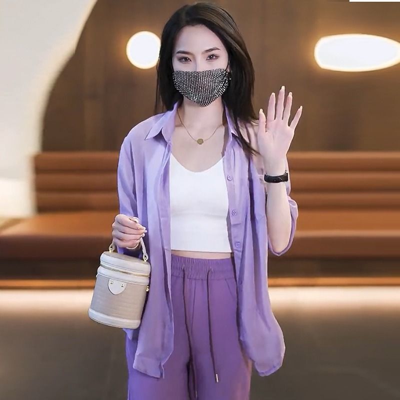 防曬冰絲透氣開衫長袖薄款雪紡襯衫-HaloBless