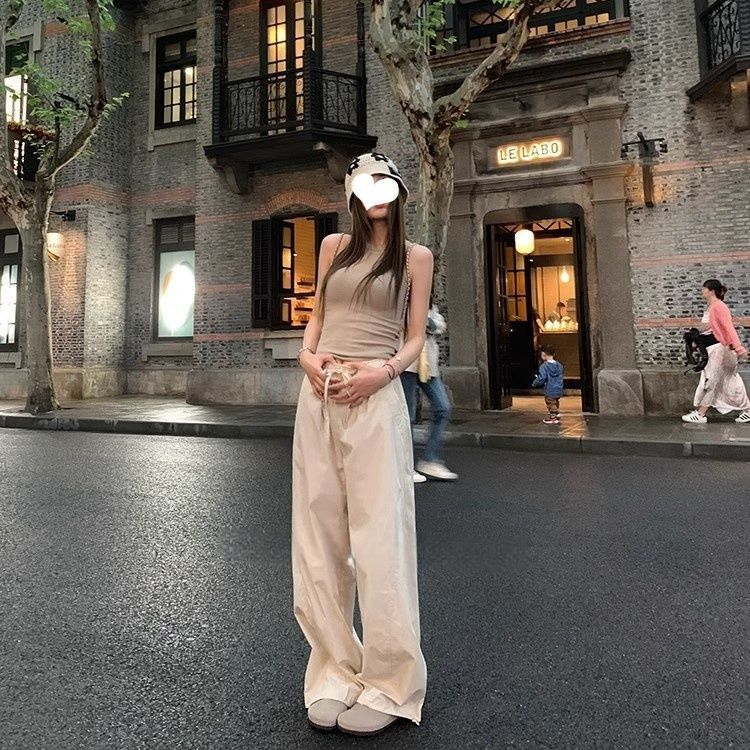 【單件/套裝】美式復古流行時尚背心+工裝休閑褲兩件套