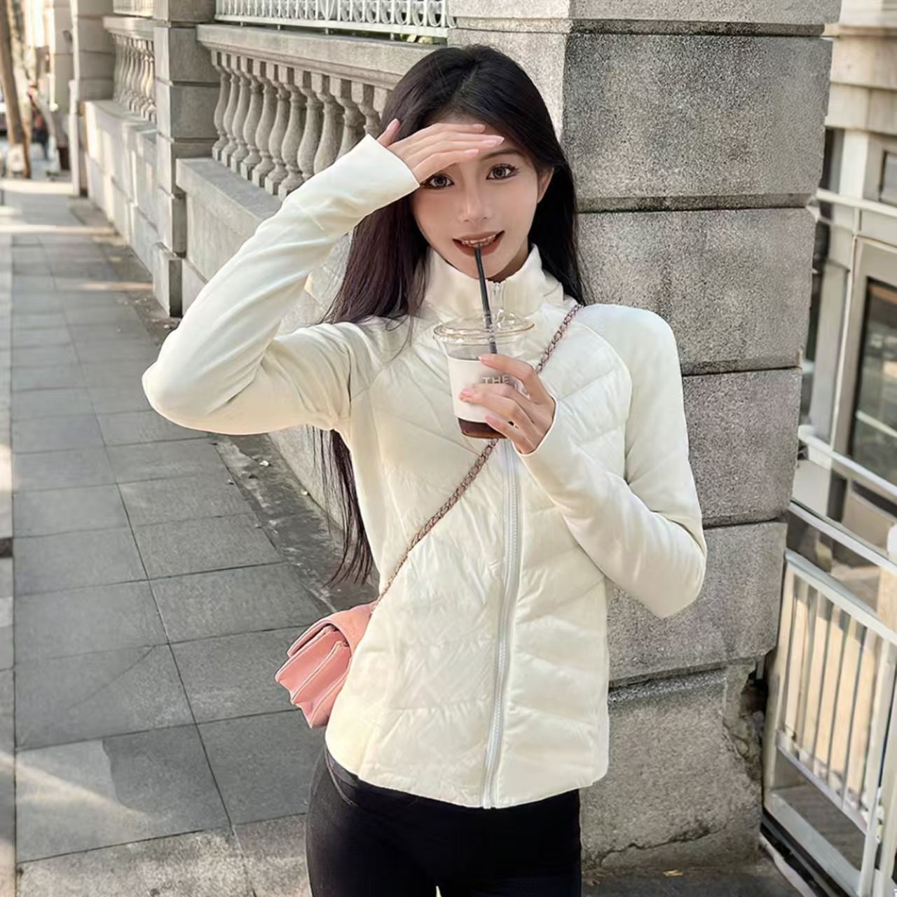 輕薄防風保暖修身運動石墨烯棉服外套