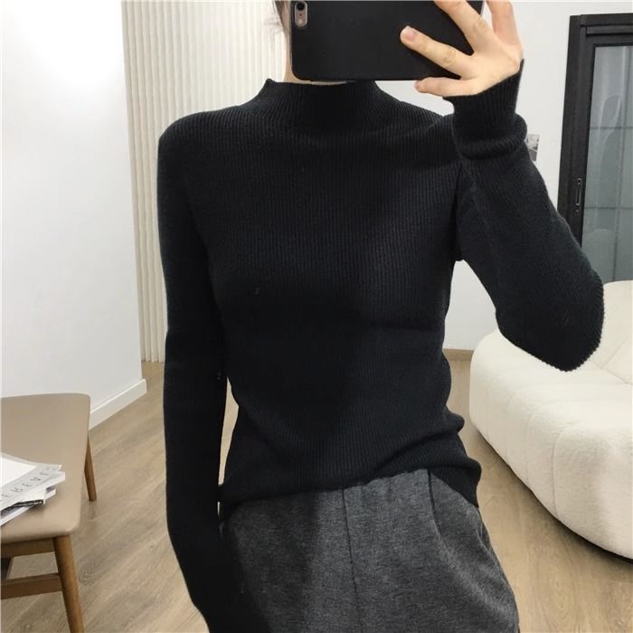 半高領內搭洋氣保暖氣質長袖針織衫