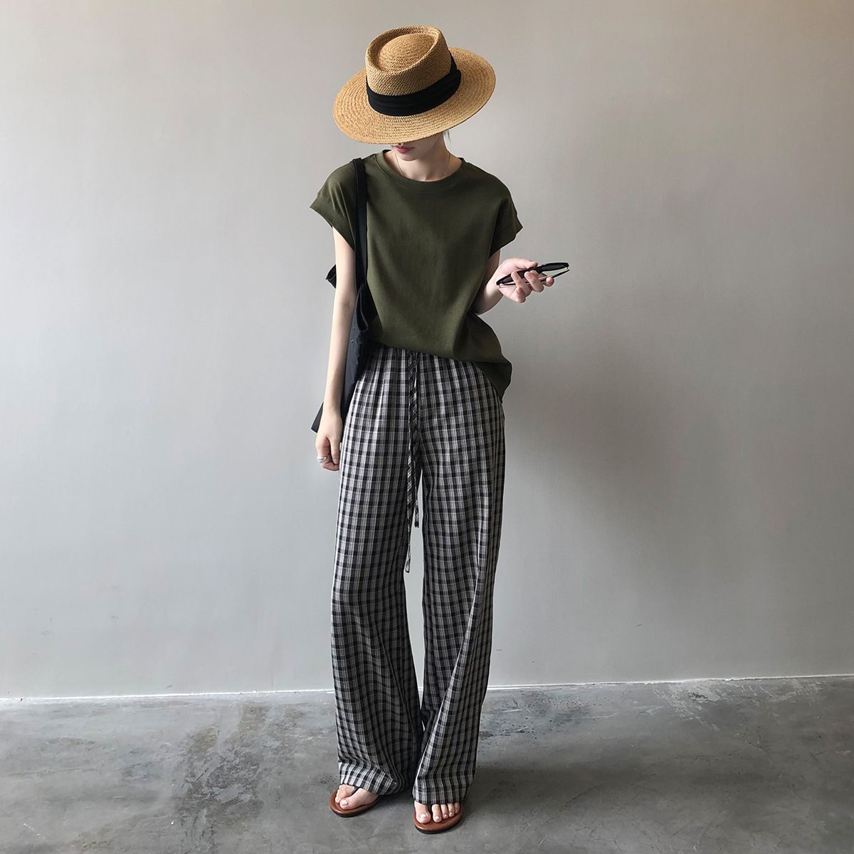 純棉落肩袖高級感寬鬆減齡洋氣短袖t恤-HaloBless