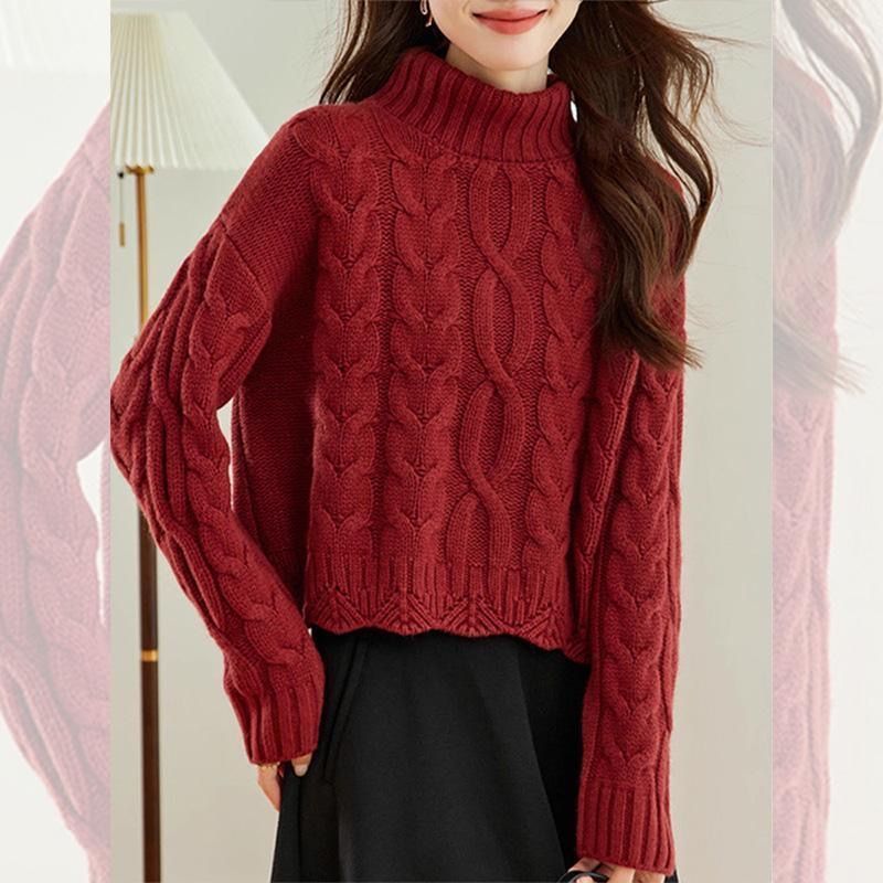 麻花寬鬆顯瘦百搭慵懶復古針織毛衣