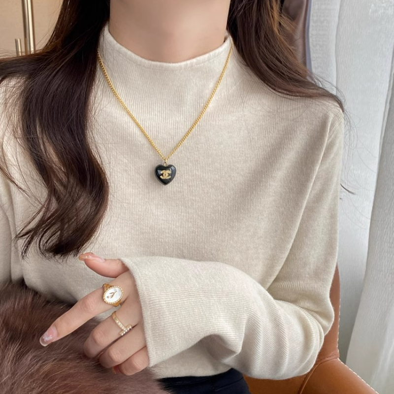 時尚半高領內搭針織螺紋打底衫