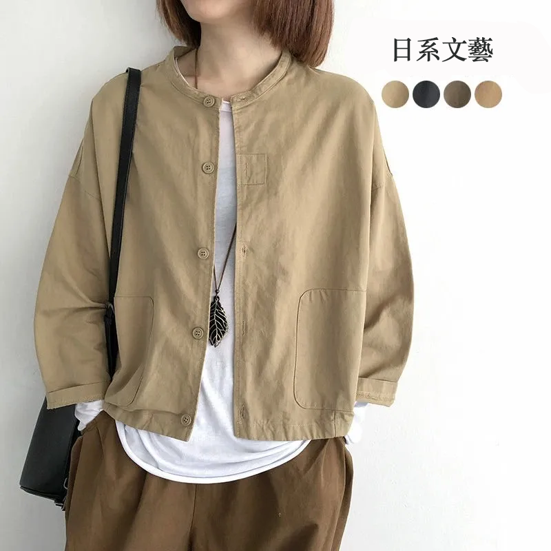 日韓新款寬鬆短版素色百搭休閒夾克-HaloBless