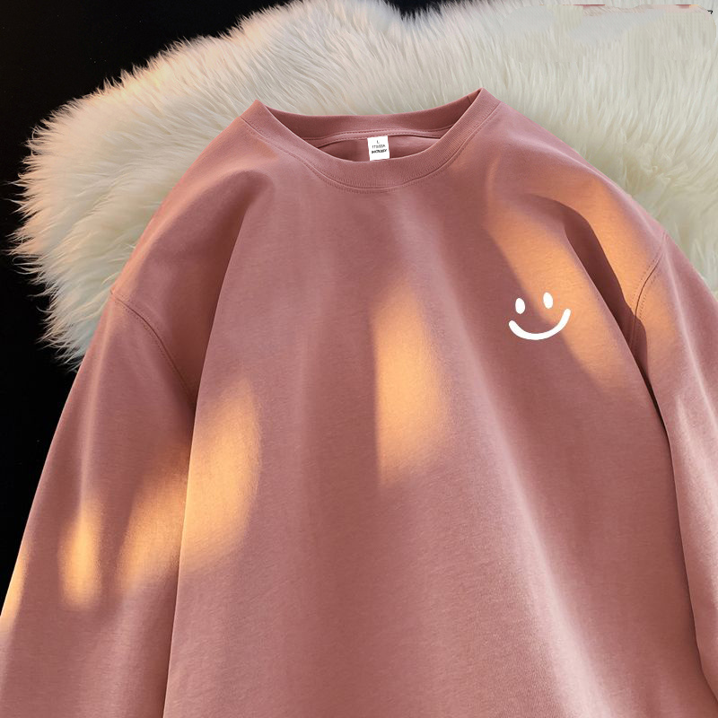 純棉男女同款百搭寬鬆原宿風ins長袖t恤-HaloBless