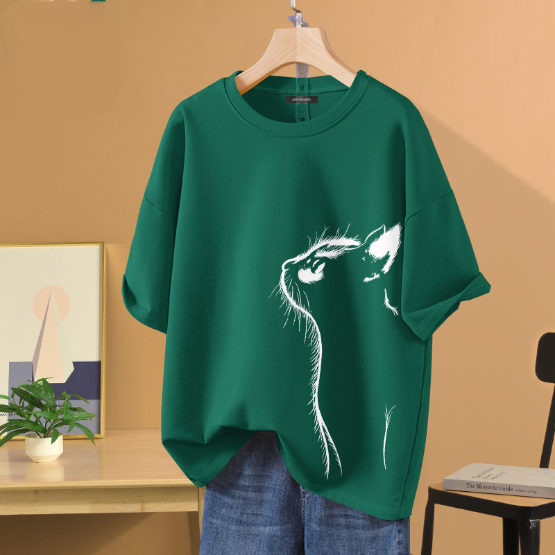 薄款時尚休閒百搭動物印花圓領透氣短袖t恤