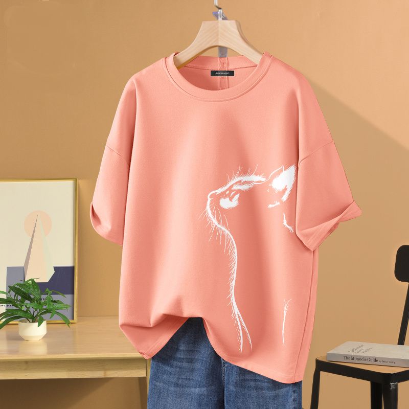 薄款時尚休閒百搭動物印花圓領透氣短袖t恤