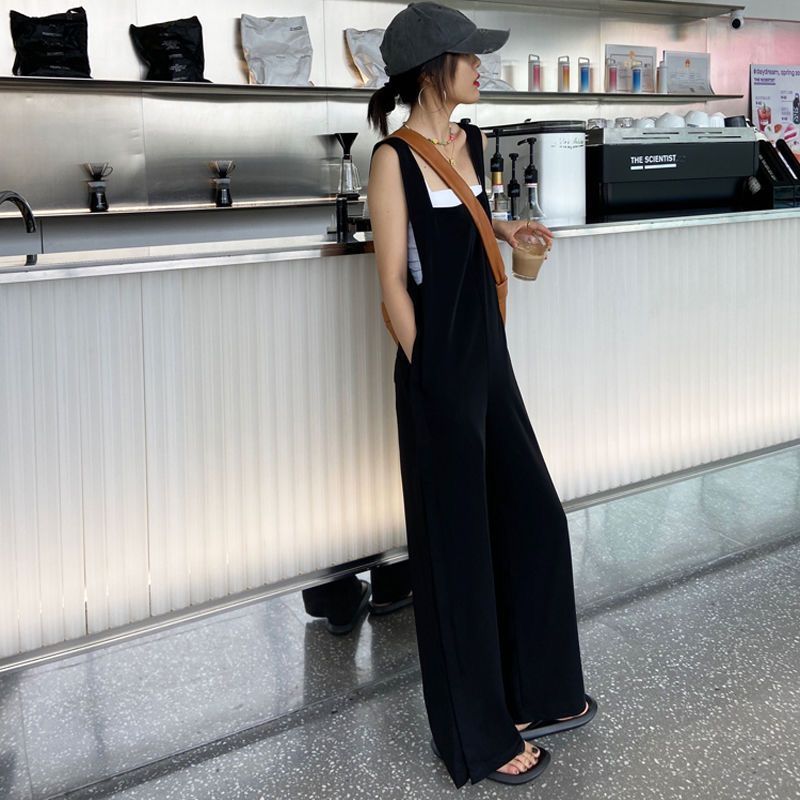 【單品/套裝】氣質減齡背心方領背帶連身褲兩件套裝-HaloBless