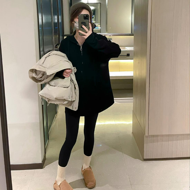 大碼德絨寬鬆顯瘦慵懶風百搭ins連帽打底衫