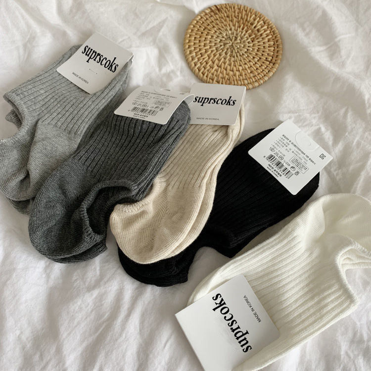 日系簡約百搭純色復古舒適短襪船襪