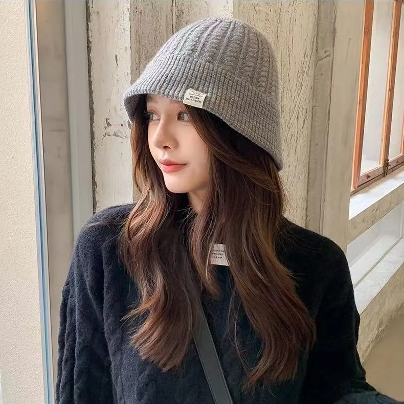 韓版俏皮毛線帽加厚保暖盆帽百搭針織漁夫帽
