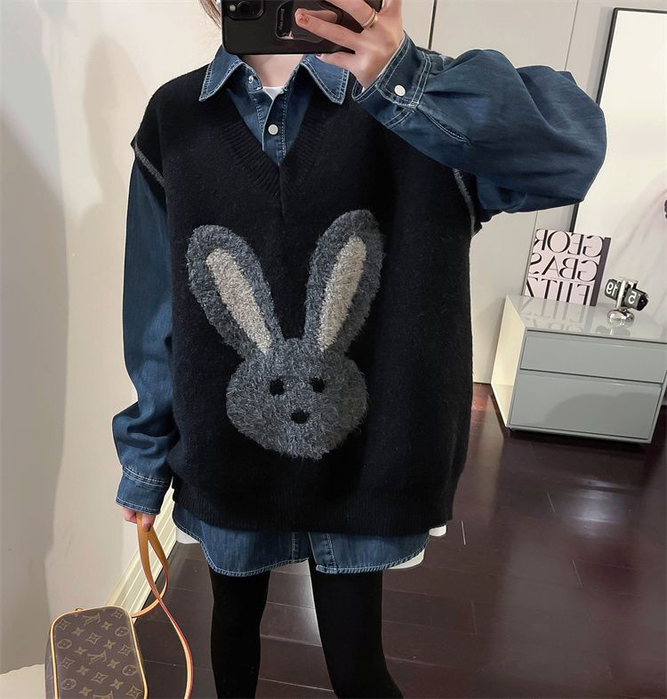 慵懶風韓版寬鬆顯瘦百搭針織馬甲-HaloBless