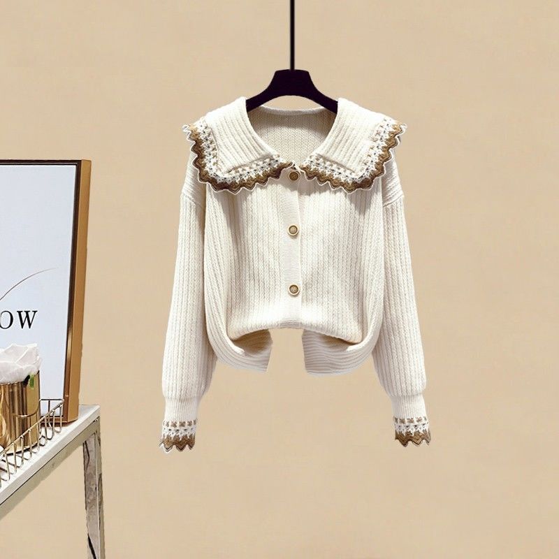 【單件/套裝】慵懶風設計感針織開衫+顯瘦半身裙兩件套