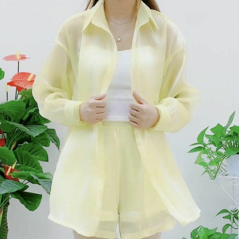 防曬冰絲透氣開衫長袖薄款雪紡襯衫-HaloBless