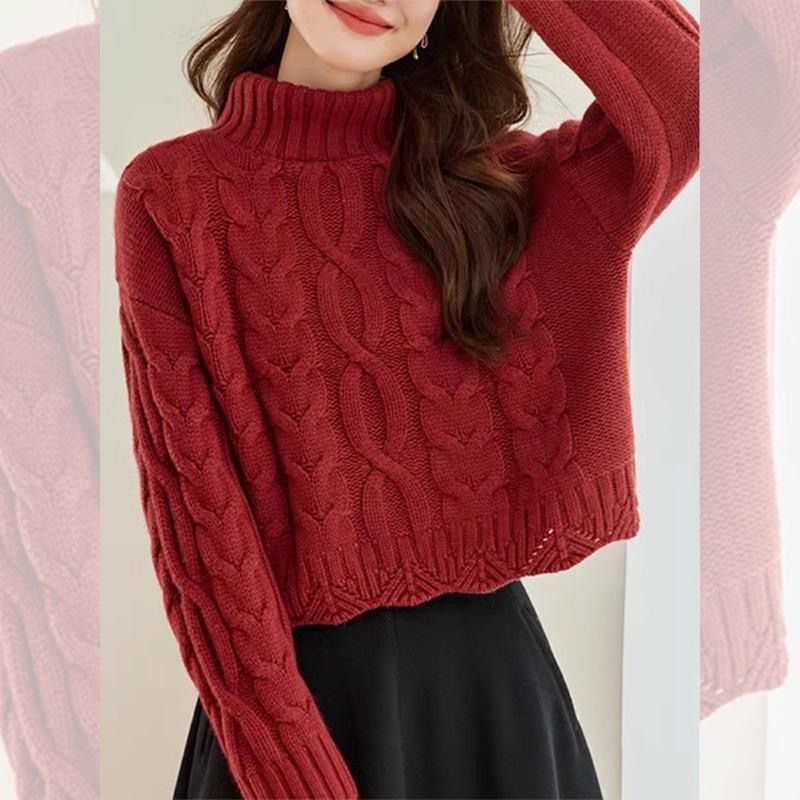 麻花寬鬆顯瘦百搭慵懶復古針織毛衣