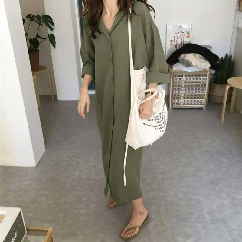 韓國chic寬鬆系帶收腰襯衫風衣外套-HaloBless