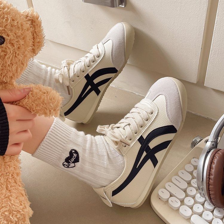 透氣復古休閒百搭拼色板鞋運動德訓鞋阿甘鞋-HaloBless