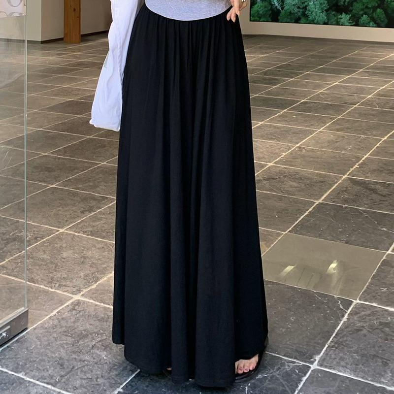 托腹冰絲莫代爾外穿薄款寬鬆加長裙褲-HaloBless