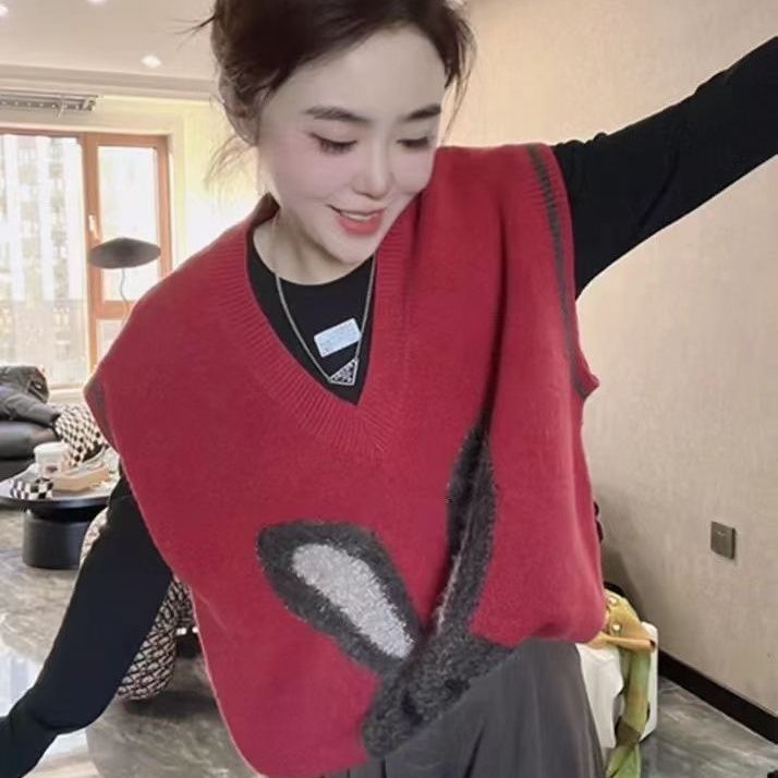 慵懶風韓版寬鬆顯瘦百搭針織馬甲-HaloBless