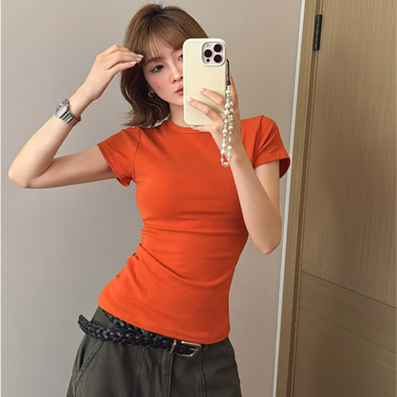 (多色可選)修身顯瘦圓領正肩百搭簡約短袖T恤