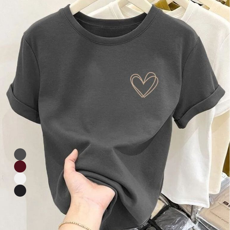 正肩純棉時尚簡約百搭減齡顯瘦短袖T恤-HaloBless