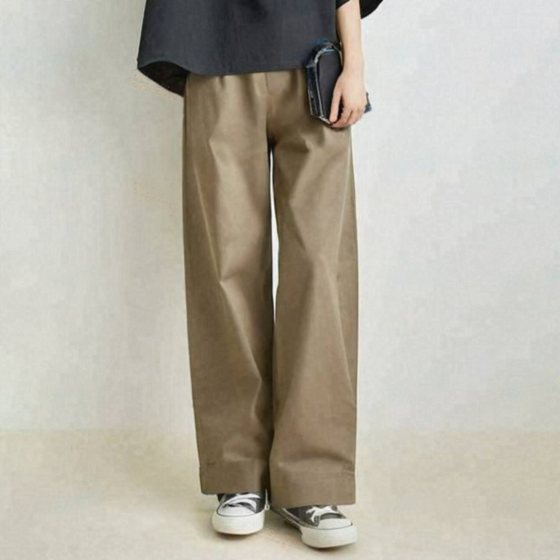 【套裝】日系寬鬆中袖上衣+寬鬆闊腿褲兩件套裝-HaloBless