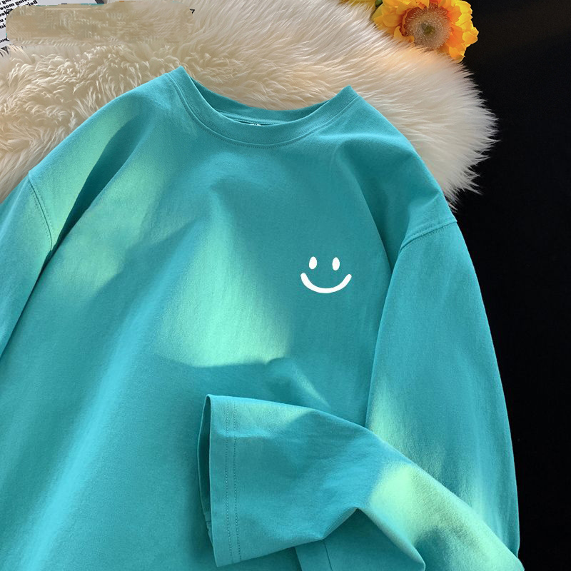 純棉男女同款百搭寬鬆原宿風ins長袖t恤-HaloBless