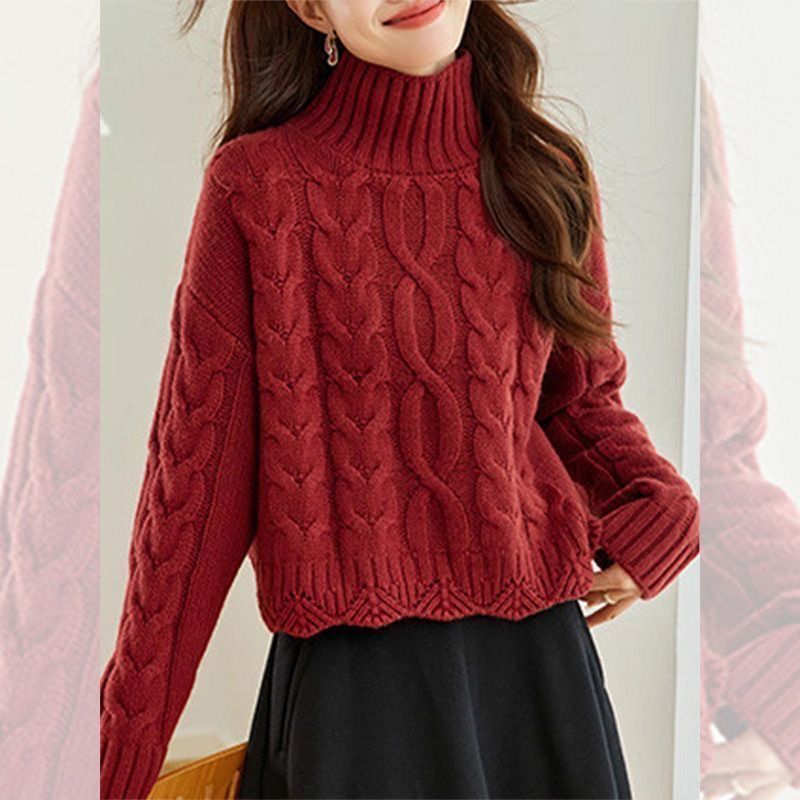 麻花寬鬆顯瘦百搭慵懶復古針織毛衣