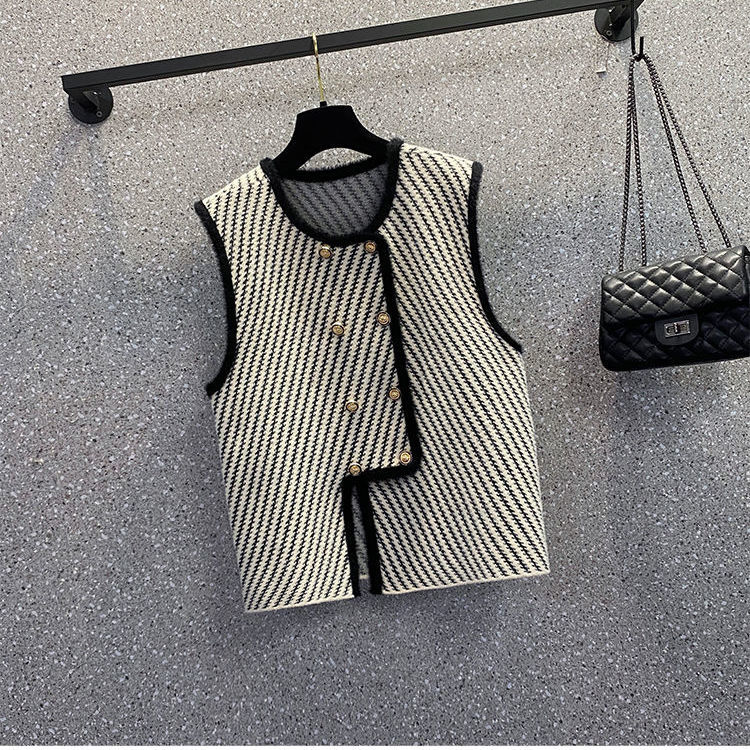 【單件/整套】法式遮肉顯瘦小香風馬甲+連身裙兩件套裝-HaloBless