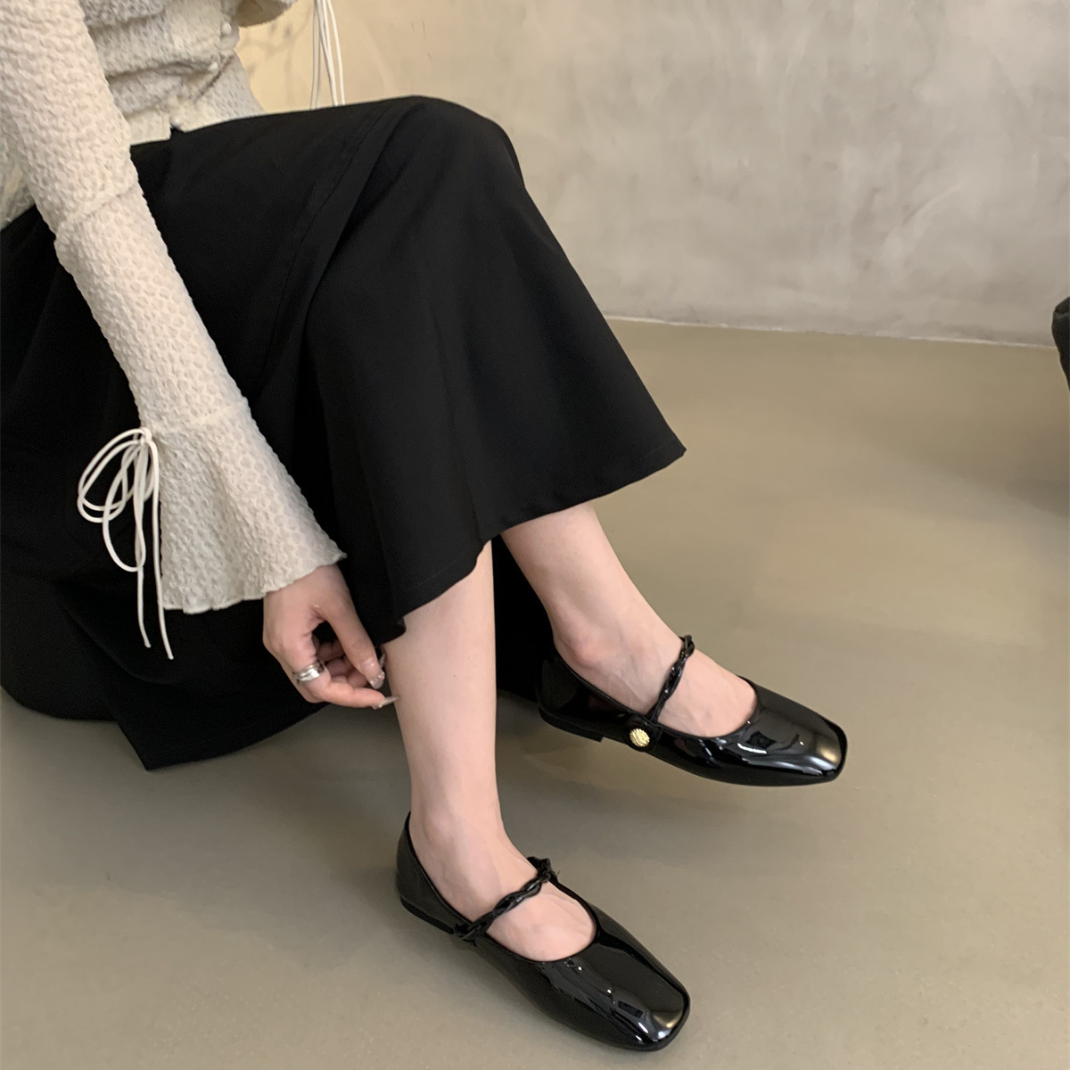 韓版復古溫柔仙女軟平底瑪麗珍圓頭淺口單鞋