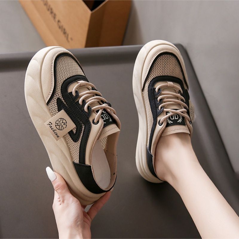 爆款包頭拖鞋網面透氣運動板鞋百搭半拖懶人鞋-HaloBless