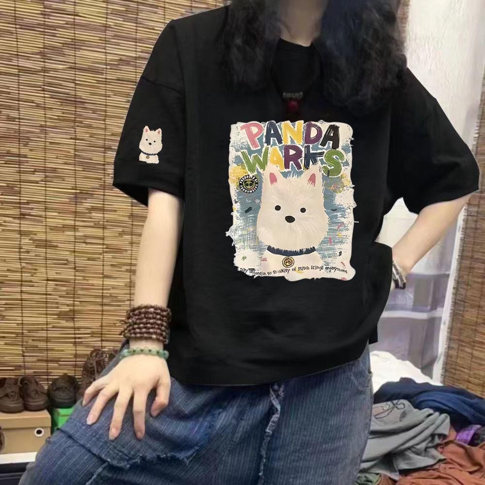 印花特大碼遮肉新款寬鬆顯瘦短袖t恤