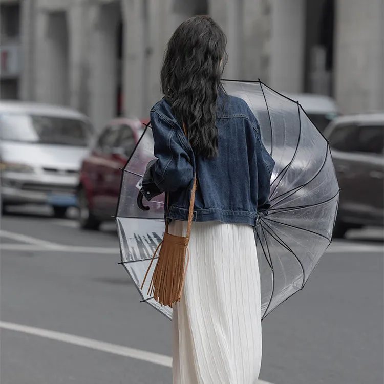 港風休閒韓版寬鬆丹寧藍短版牛仔外套