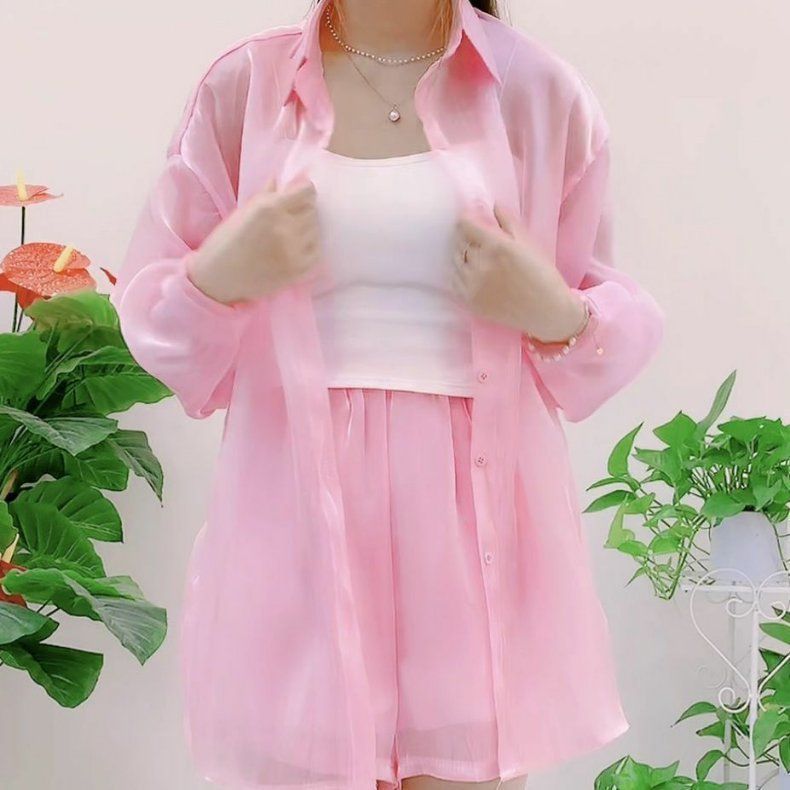 防曬冰絲透氣開衫長袖薄款雪紡襯衫-HaloBless