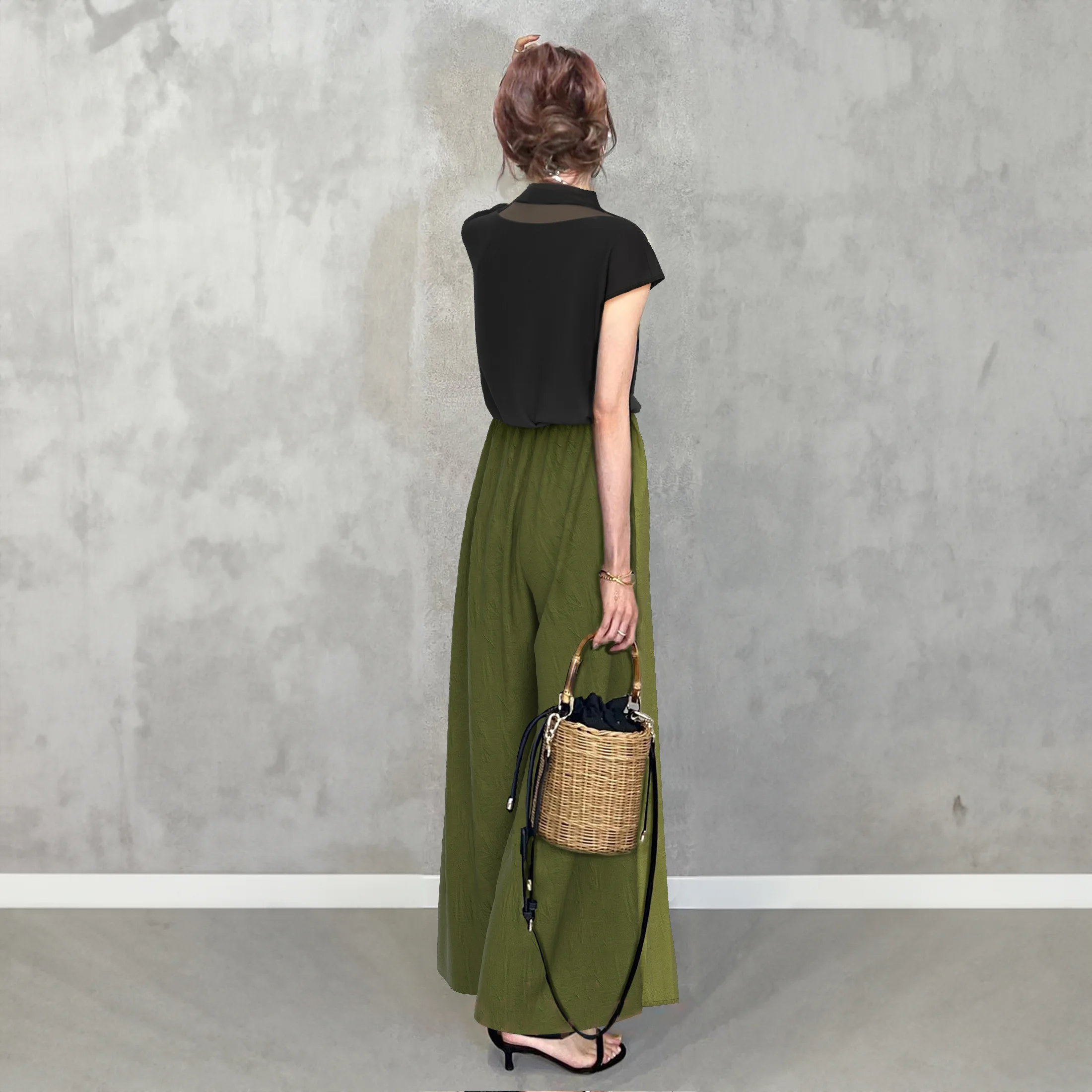 日韓休閒短袖時尚壓褶褲子兩件套裝-HaloBless