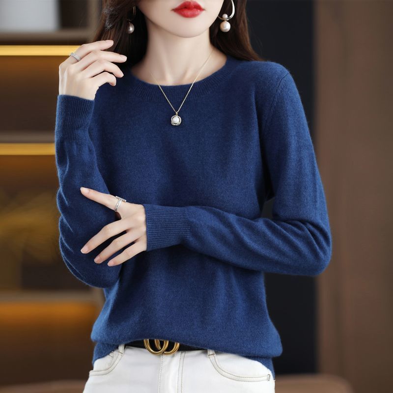 時尚內搭圓領素色洋氣百搭針織毛衣