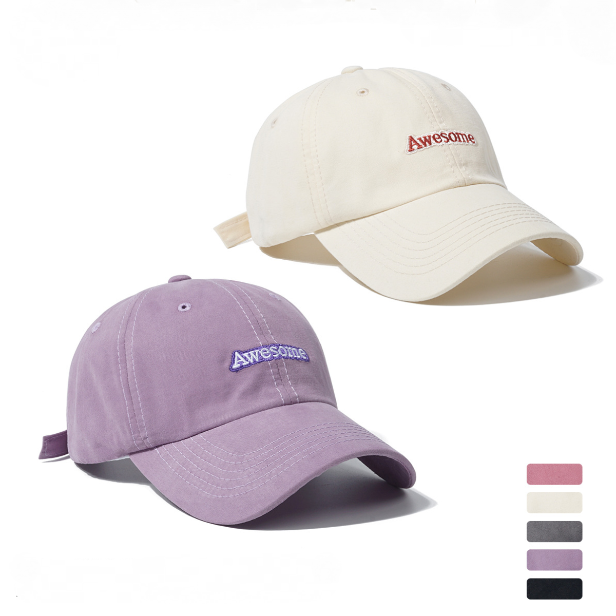 休閒時尚復古百搭英文刺繡棒球帽子-HaloBless