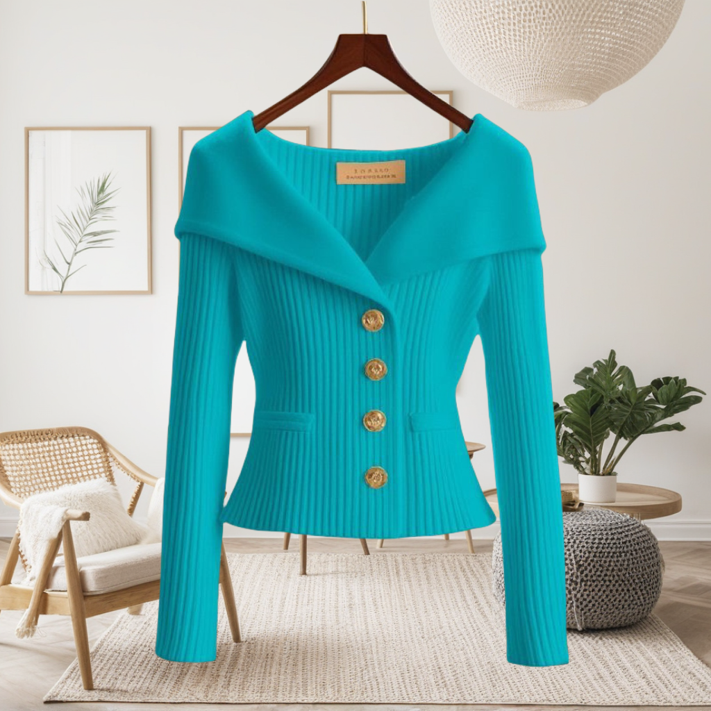 氣質優雅微喇高級感收腰顯瘦小香風針織毛衣