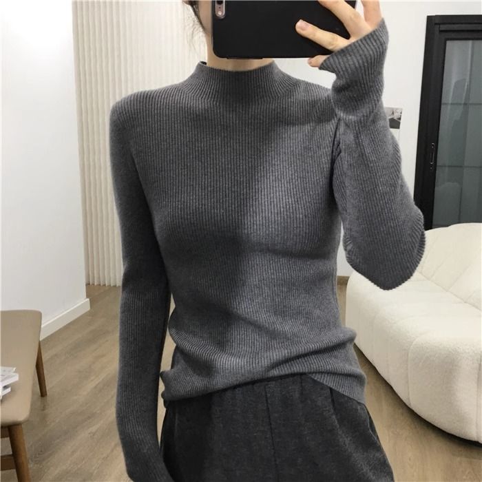 半高領內搭洋氣保暖氣質長袖針織衫