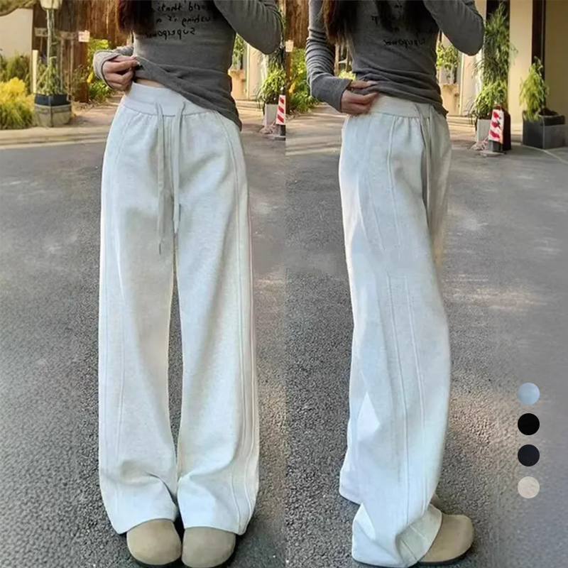 Lulu同款運動褲窄版闊腿褲顯瘦休閒寬鬆衛褲-HaloBless