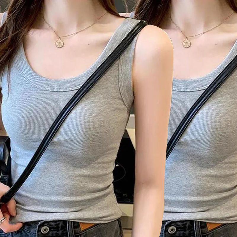 螺紋防走光無袖薄款內搭打底吊帶背心