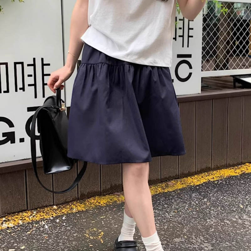 【單件販售】韓系穿搭甜美減齡印花短袖T恤+高腰學院風百搭半身裙兩件套