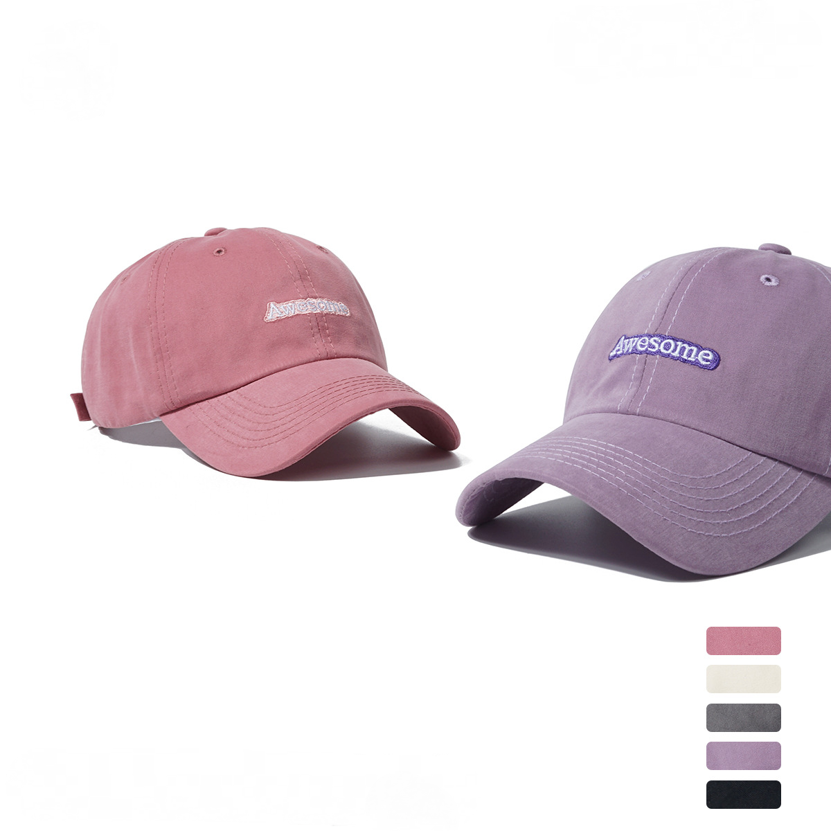 休閒時尚復古百搭英文刺繡棒球帽子-HaloBless